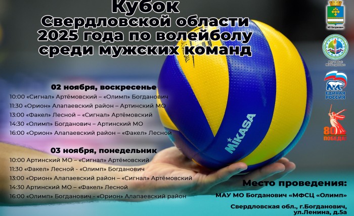 02-03 ноября КУБОК СВЕРДЛОВСКОЙ ОБЛАСТЬ ПО ВОЛЕЙБОЛУ